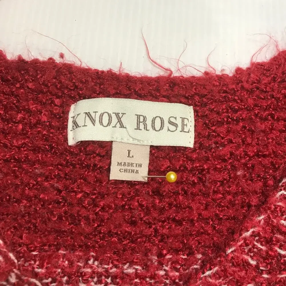 Knox Rose Striped V-neck Long-Sleeve Sweater L
